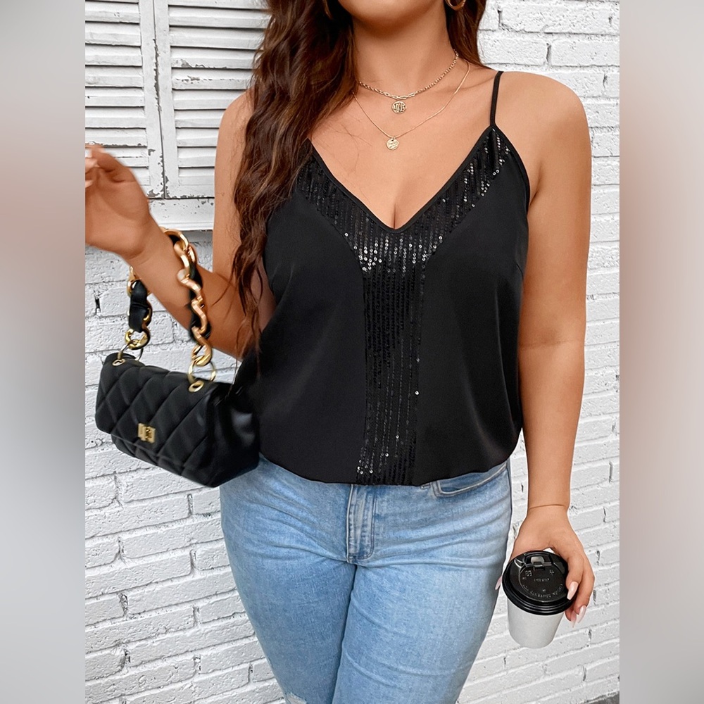 Shein Frenchy Plus Contrast Sequin Cami Top